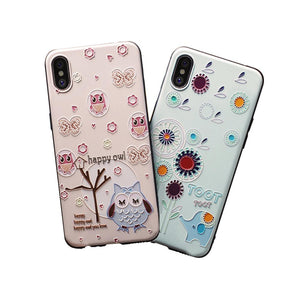 3D Basso-Relievo Animal Soft TPU Cases for iPhone X/11/Pro/Max/6/7/8 Plus