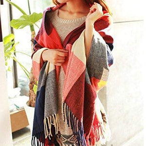 Long Shawl Big Grid Winter Warm Lattice Large Scarf