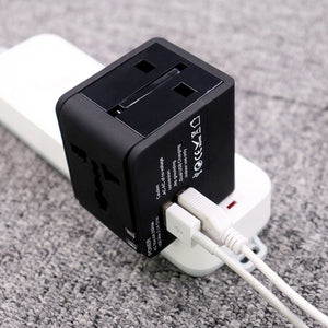 International Travel Plug Adapter with 2 USB for US, UK, EU, AUS